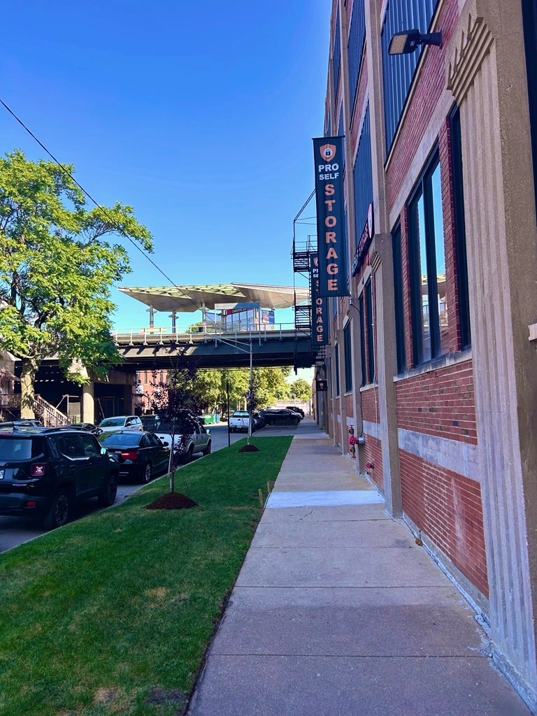 Sidewalk outside of Pro Self Storage Chicago